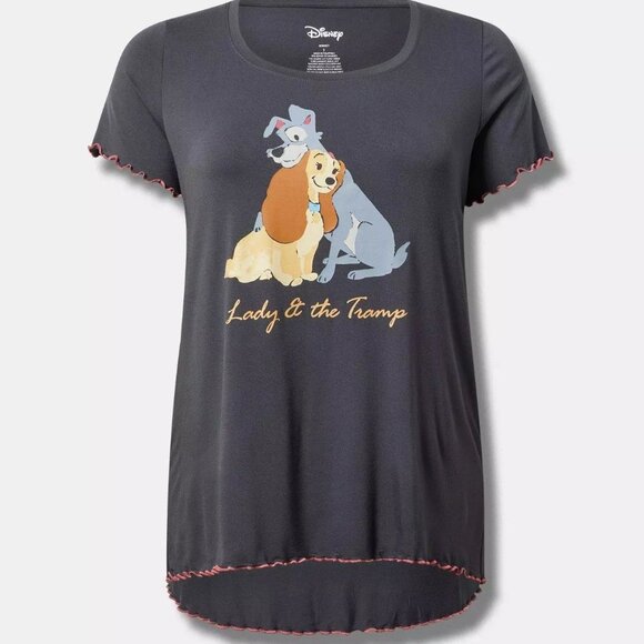❤️NWT VINTAGE TORRII DISNEY LADY AND THE TRAMP LETTUCE EDGE TEE - PLUS SIZE - Picture 12 of 15